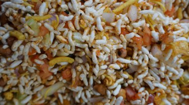 close up view of rice with vegetables, healthy food