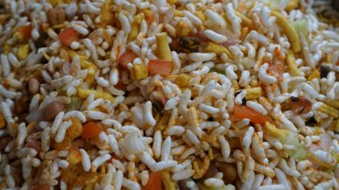 close up view of rice with vegetables, healthy food