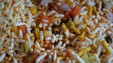 close up view of rice with vegetables, healthy food