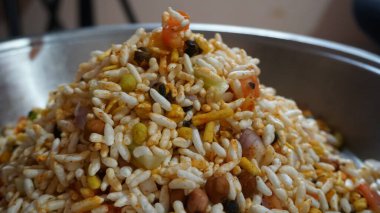 close up view of rice with vegetables, healthy food