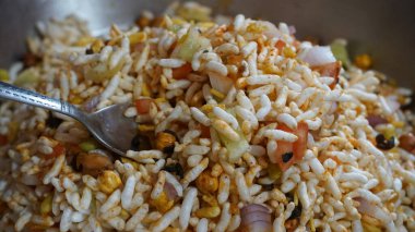 close up view of rice with vegetables, healthy food