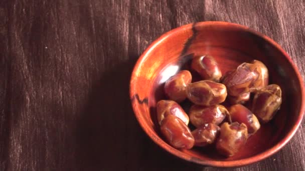 Dried Dates Bowl Wooden Table — Video