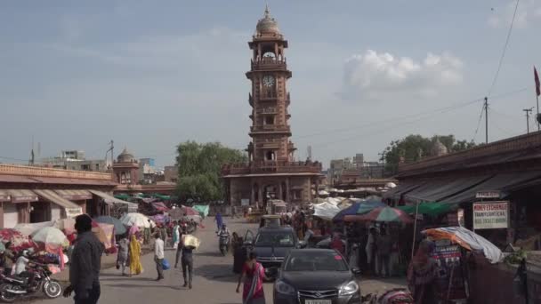 Jodhpur Rajasthan Ινδία Μάρτιος 2016 Δημοφιλή Ορόσημο Ghanta Ghar Επίσης — Αρχείο Βίντεο