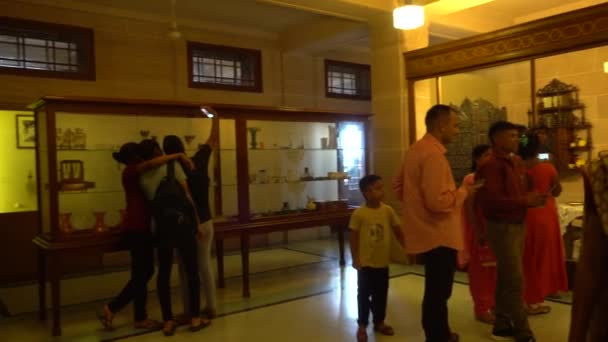 Touristes Intérieur Hôtel Umaid Bhawan Palace Jodhpur Dans Rajasthan Inde — Video