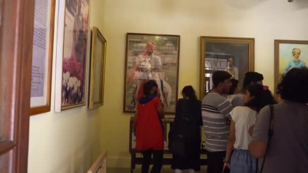 Touristes Intérieur Hôtel Umaid Bhawan Palace Jodhpur Dans Rajasthan Inde — Video