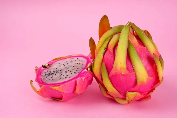 stock image fresh dragon fruit on pink background