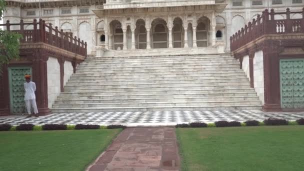 Jodhpur India Ottobre 2015 Mausoleo Jaswant Thada Realizzato Marmo Bianco — Video Stock