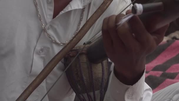 Indian Man Spelar Musikinstrument Stadens Gata — Stockvideo
