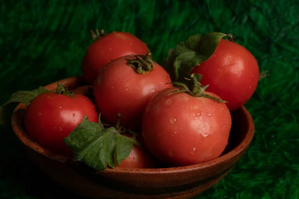 Tomates Rouges Fraîches Dans Bol Vue Rapprochée — Photo