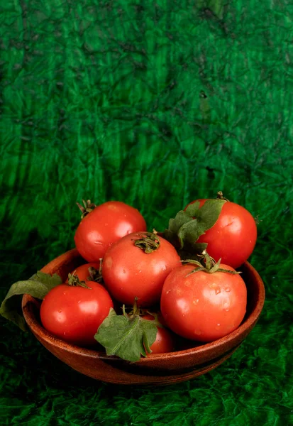 Φρέσκες Κόκκινες Ντομάτες Μπολ Κοντινή Θέα — Φωτογραφία Αρχείου