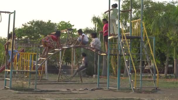 Pune Maharashtra India January 2023 Indian Children Enjoying Playground Healthy — Stock Video