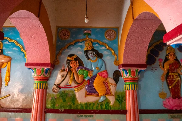 Τοίχωμα Εσωτερικό Του Ναού Της Οπισθίου Στην Ινδία — Φωτογραφία Αρχείου