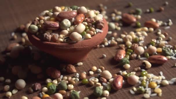 亚洲美食 豆类配料的特写镜头 — 图库视频影像