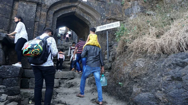 stock image tourists visiting the ruins of the ancient building