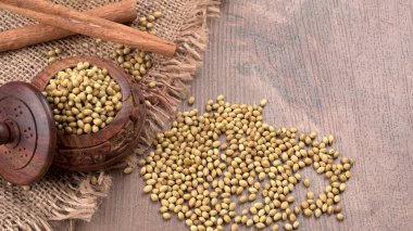 Kişniş tozu, Hint baharatı ve bitkileri için bir kase kişniş tohumu..