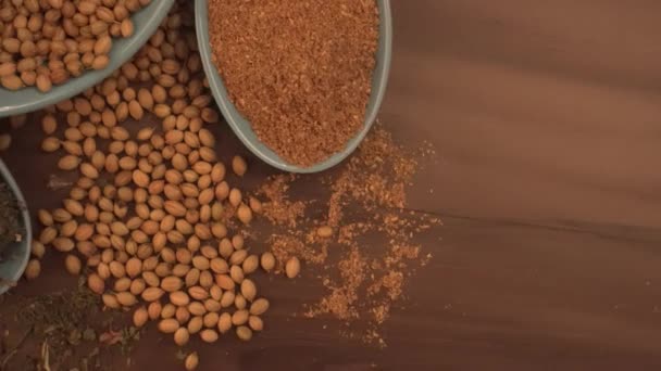 Indiai Fűszerek Gyógynövények Alapon Élelmiszerek Konyhai Összetevők — Stock videók