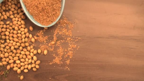 Indian Spices Herbs Wooden Background Food Cuisine Ingredients — Vídeo de Stock