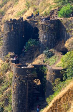 25 Aralık 2021, Pune, Maharashtra Lohagad kalesi, Lonavala, Maharashtra. Nefes kesici mimarisi ile ünlüdür..