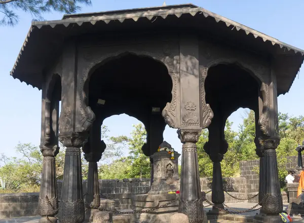 stock image Pune, Maharashtra, India - December 10 2023: Samadhi or memorial of Tanaji Malusre, Shivaji's general who lost his life while capturing the fort