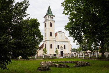 Church of the Nativity of the Blessed Virgin Mary (Slovak: Rmskokatolcky farsk kostol Narodenia Panny Mrie) in Michalovce city, Slovakia clipart