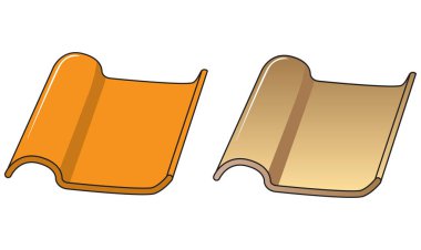 çatı kiremit çizimi, beyaz arkaplanda izole edilmiş. Üst görünüm