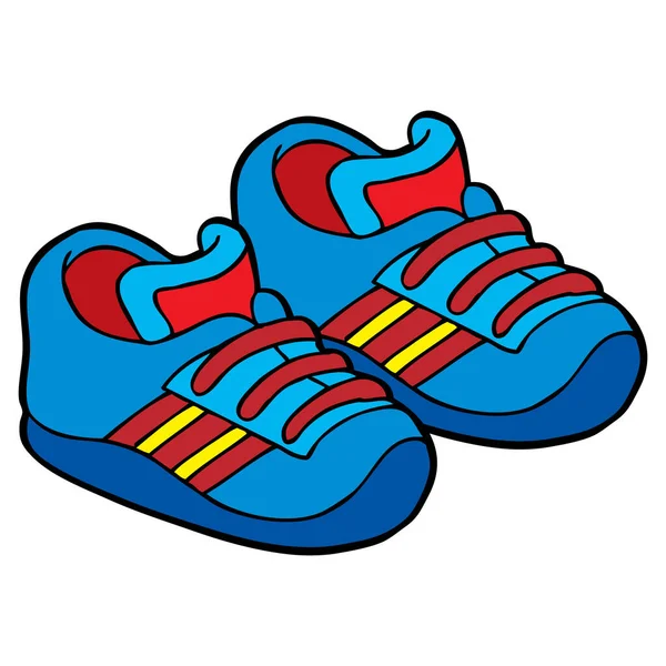 Blaue Schuhe Vektor Illustration Isoliert Auf Weißem Hintergrund Draufsicht — Stockvektor