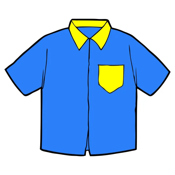 Ilustración Vector Camisa Azul Aislado Blanco Vista Background Top — Vector de stock