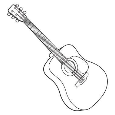 gitar çizgisi vektör illüstrasyonu üst görüntü