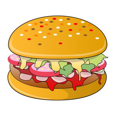 Hamburger vektör resimleme üst görünüm