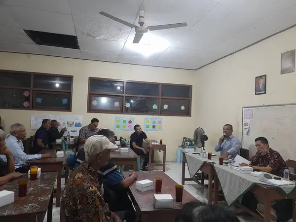 stock image activities of residents meeting in a room located in the city of surakarta, central Java, Indonesia.top view images