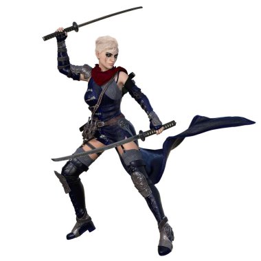 3 boyutlu tasvir, illüstrasyon, genç sarışın kadın ortaçağ avcısı.