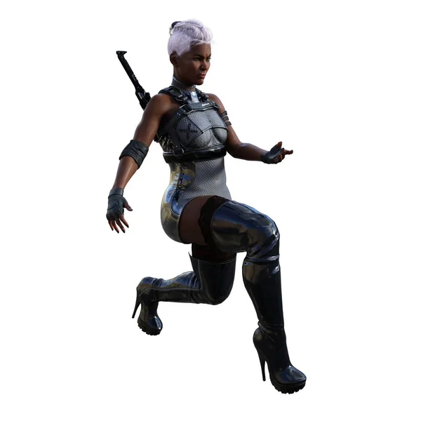 Render Illustration Sci African American Warrior Woman — Stock Photo, Image