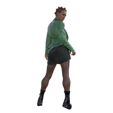 3D render, illustration, urban fantasy, African american woman.