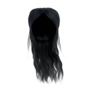 3D Render illustration of  long hair black