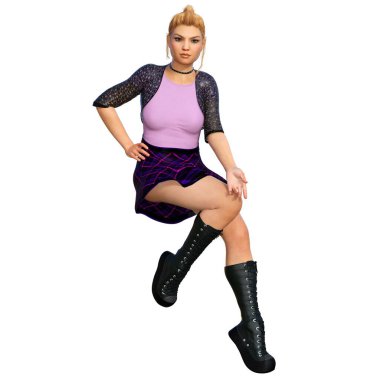 3D Render illustration of  teen witch, caucasian
