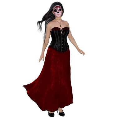 3D Render illustration of Dead of the Dead woman