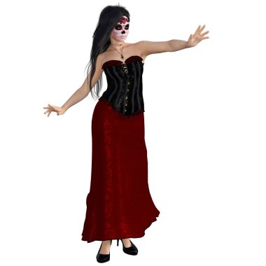 3D Render illustration of Dead of the Dead woman