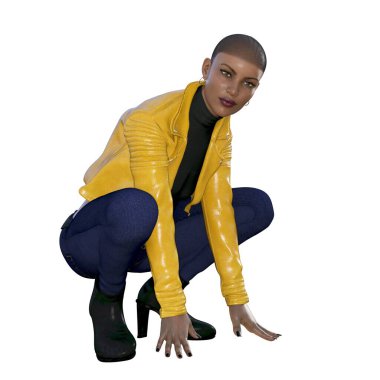 3D render, illustration, African American contemporary female