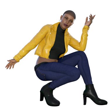 3D render, illustration, African American contemporary female