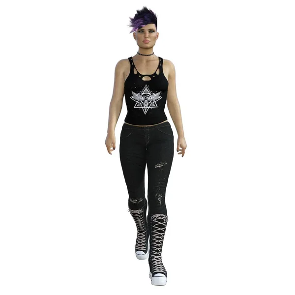 3 boyutlu canlandırma, illüstrasyon, genç yetişkin punk esinlenilmiş cadı