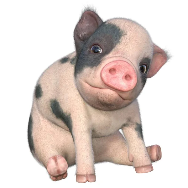 3D渲染 可爱的小猪斑点 — 图库照片