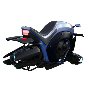 3D çizim, illüstrasyon, mavi hoverbike