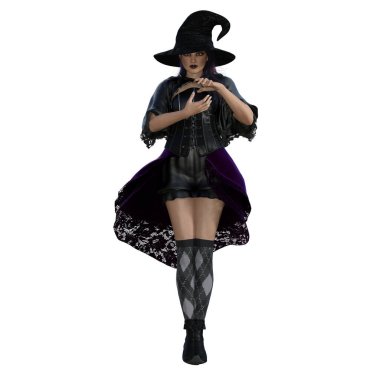 3 boyutlu tasvir, illüstrasyon, şehir fantezi kadın cadı