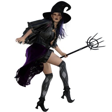 3 boyutlu tasvir, illüstrasyon, şehir fantezi kadın cadı