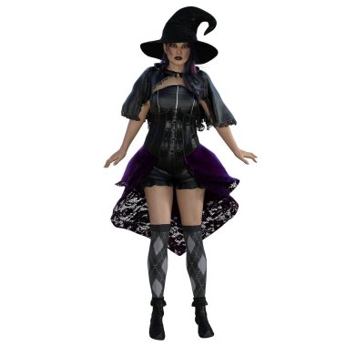 3 boyutlu tasvir, illüstrasyon, şehir fantezi kadın cadı