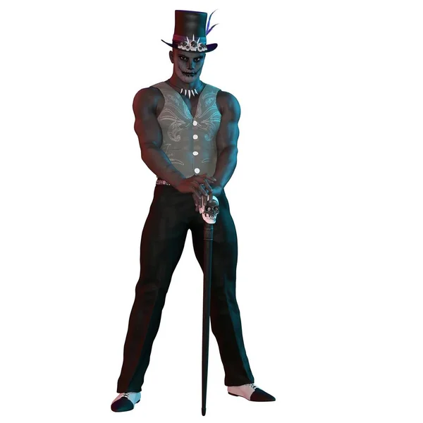 Canlandırma Illüstrasyon Şehir Fantazisi Erkek Voodoo Büyücüsü Tarzı — Stok fotoğraf