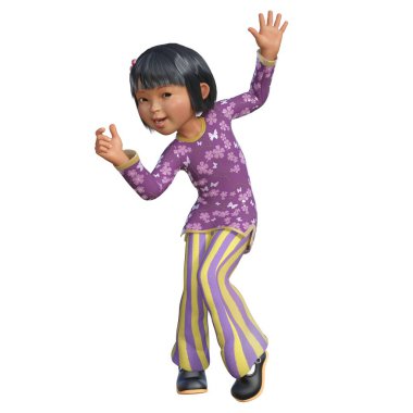 3D çizim, illüstrasyon, Asyalı çocuk