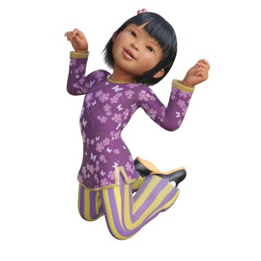 3D çizim, illüstrasyon, Asyalı çocuk