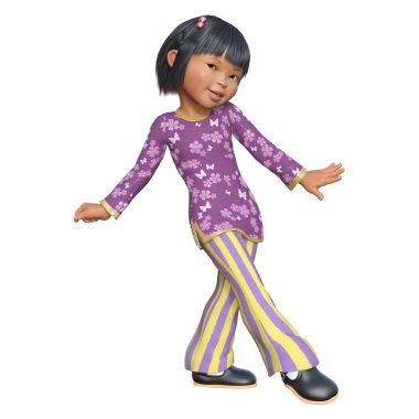 3D çizim, illüstrasyon, Asyalı çocuk