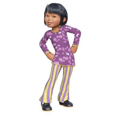 3D çizim, illüstrasyon, Asyalı çocuk